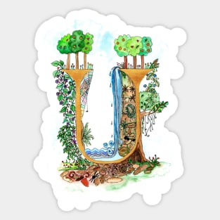 U - an illuminated letter Sticker